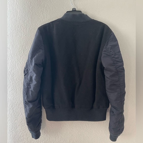 Sandro Black Bomber Jacket Varsity Size Small Wool/ Cashmere - Picture 2 of 10